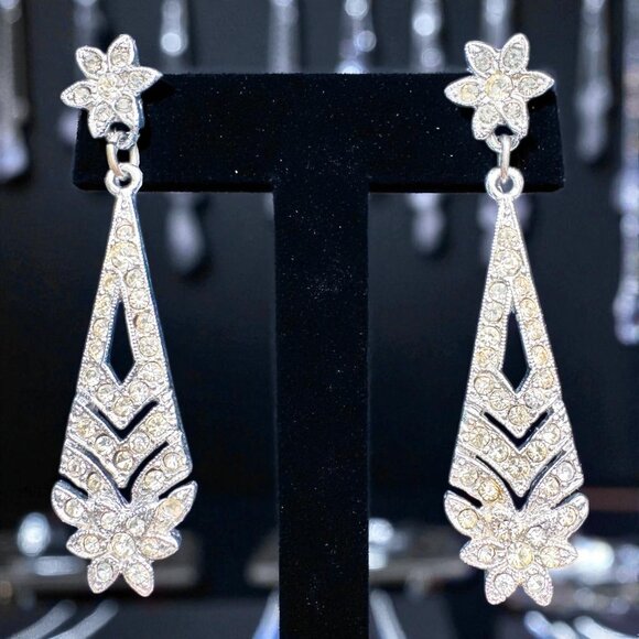 Kenneth Jay Lane Jewelry - Vintage Kenneth Jay Lane KJL Crystal Rhinestone Dangle Earrings Runway Style
